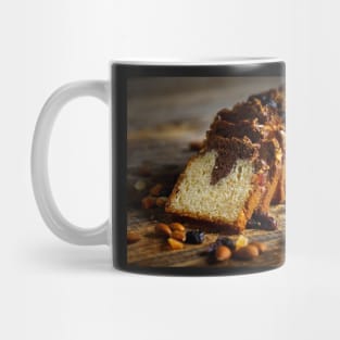 Marbled pound cake on a wooden board Mug